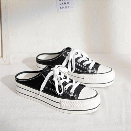 Fashion 2021 Women Vulcanized Shoes Sneakers Ladies Lace-up Casual Canvas Shoes Breathable Walking Flat Loafers Zapatos de mujer