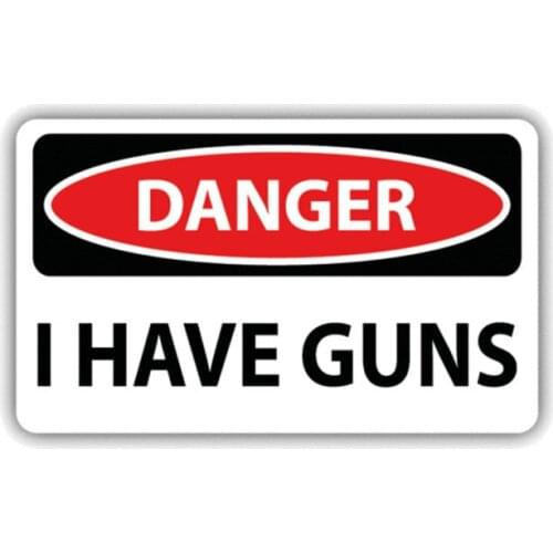 Creative Warning Danger I Have Guns KK L Car Sticker Waterproof Reflective Laser Fashion PVC 12CM X 6.1CM