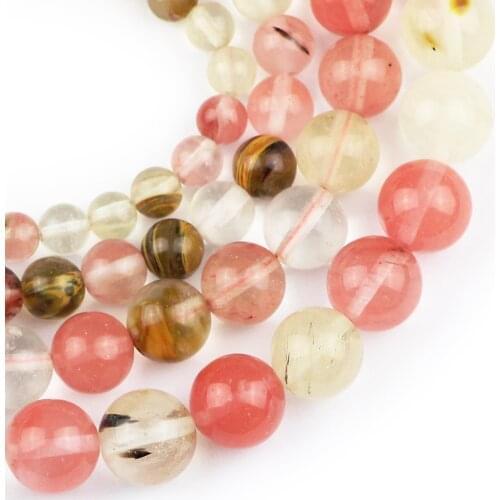 YHBZRET Watermelon peel red Natural Stone crystal 6/8/10/12MM Round Loose beads for Jewelry making Bracelet Accessories DIY