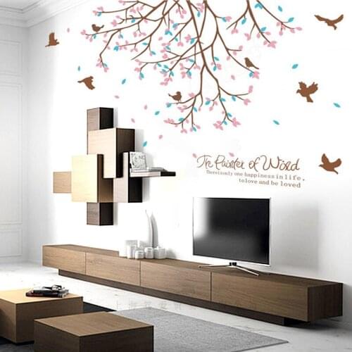 Forest bird flock wall sticker PVC Material DIY branch flying birds wall decals for Living room background wall decor sticker