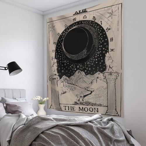 Mandala Tapestry Night Moon Tarot Wall Tapestry Home Decoration Art Tapestry Psychedelic Hippies Wall Hanging Blanket