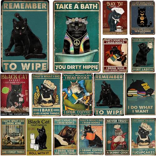 Retro Metal Poster Tin Signs Cat Series Decoration Bar Home Cafe Personality Mural Creative Vintage Tin Painting Metal Plate