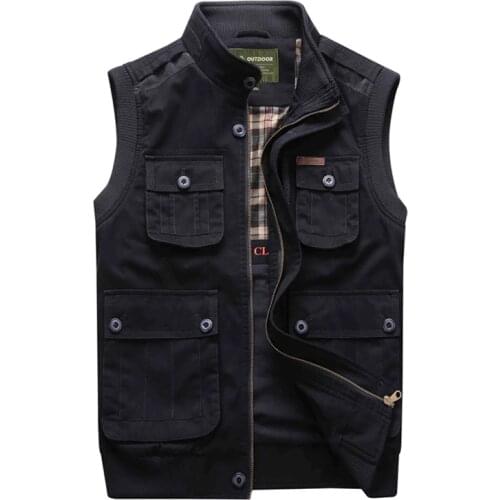 Brand Vest Men Many Pockets Military Men Vest Stand Collar Tactical Vest Cotton Breathable Colete Masculino Chaleco Hombre M-5XL