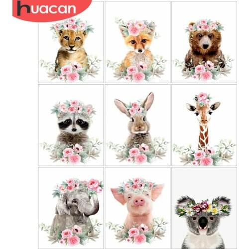 HUACAN Oil Painting By Numbers Fox Wall Art Unique Gift Hand Painted On Canvas Picture By Numbers Giraffe Animal For Living Room