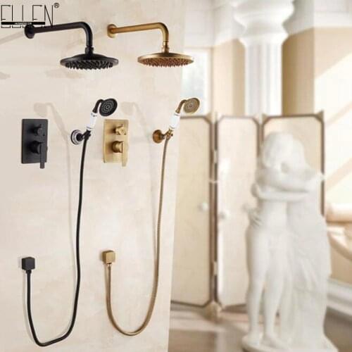 Ellen Wall Shower Set Bath Shower System Antique Bronze Rain Waterfall In-wall Bath Shower Hot and Cold ELS10
