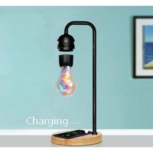 Novelty LED Magnetic Levitation Bulb Floating Wireless Charging Lamp Creative Hanging Bulb Bedroom Living Room Decor Night Light