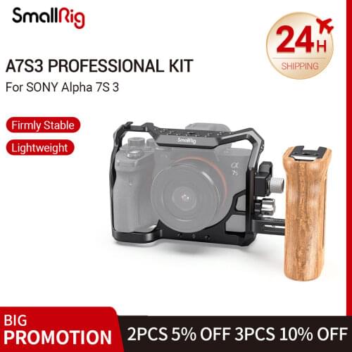 SmallRig A7S3 A7siii Professional Kit For SONY Alpha 7S III Camera With Wooden Handle & Cold Shoe Mount 3008