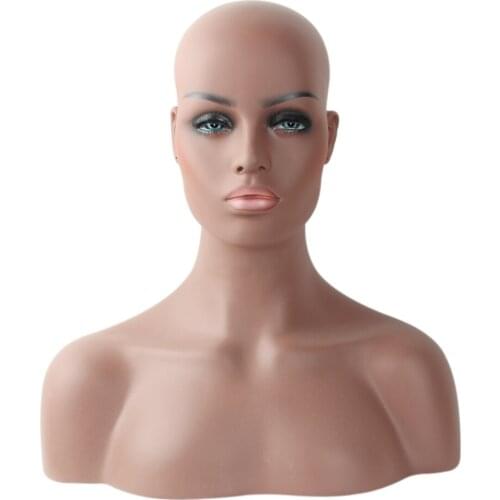 Realistic Fiberglass Balck Female Mannequin Head Bust For Wig