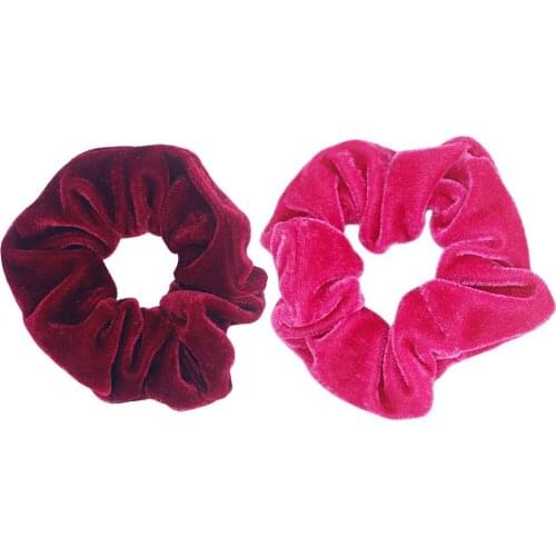 Velvet Hair Scrunchies Large Hair Bands - 2/Pack (Random Color) - Strong Elastic Hair Ties Ropes Scrunchie - No