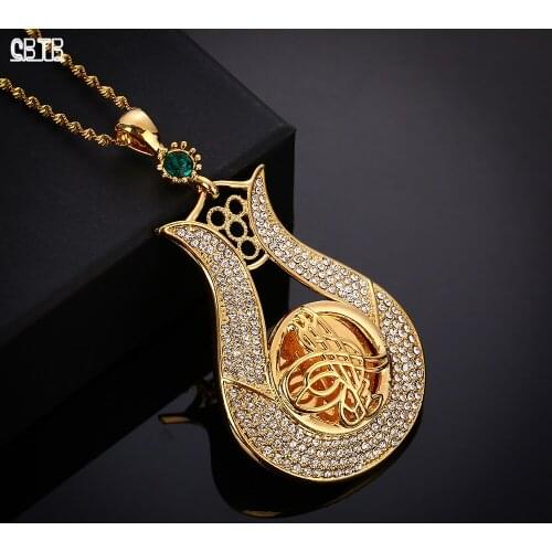 Luxury Crystal Pendant Necklace (Men/Women) Gold Wedding Jewelry Accessories Pendant 18K Real Gold Plated Unfading