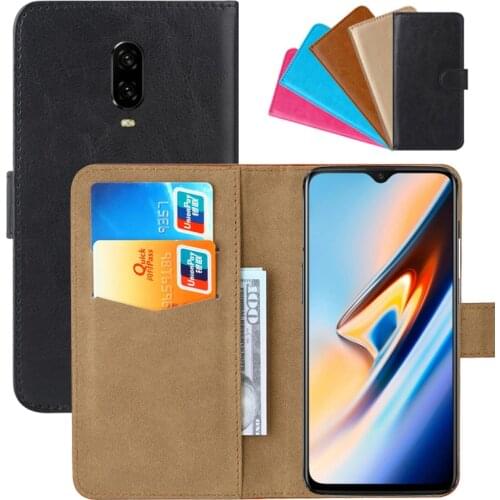 Luxury Wallet Case For OnePlus 6T PU Leather Retro Flip Cover Magnetic Fashion Cases Strap