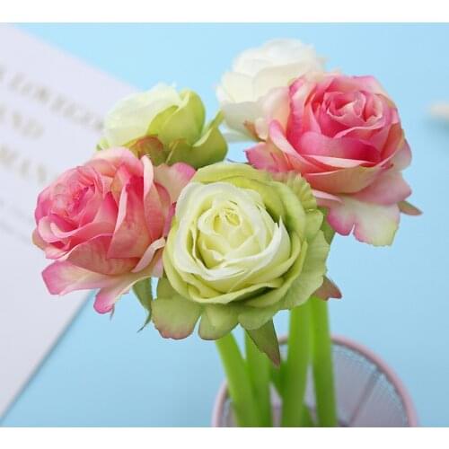 16 pcs/lot Creative Simulation Rose flower Gel Pen Cute 0.5 mm Signature Pen Promotional Gift Stationery School Supplies