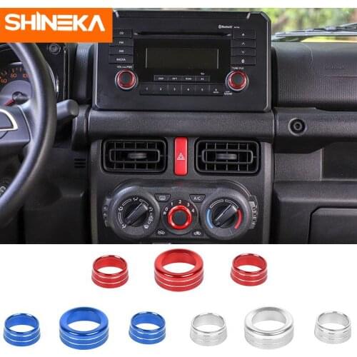 SHINEKA Car Interior Audio Manual Air Conditioning Switch Button Knob Decoration Ring Accessories For Suzuki Jimny 2019