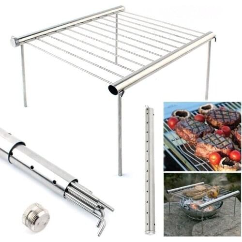 Outdoor Barbecue Oven Foldable Stainless Steel BBQ Grill Rack Portable Camping Mini Pocket BBQ Grill Home Barbecue Accessories