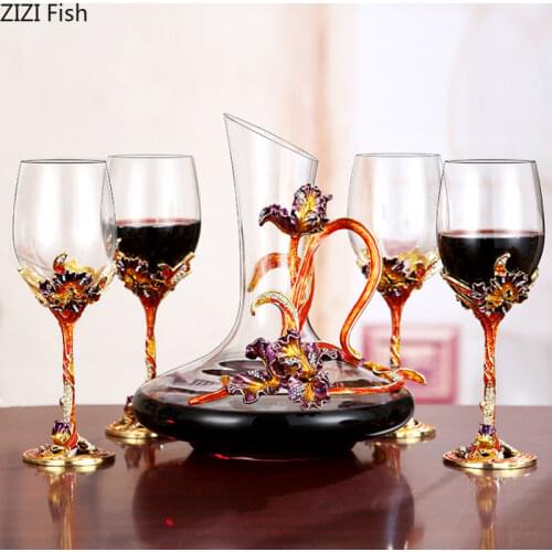 Glass Red Wine Goblet European Style Wine Rack Home Decoration Wine Glasses Suit Wedding Gift
