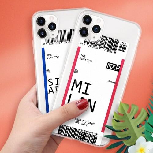 World Country Label Air Tickets Phone Cases on For IPhone 12 Pro Max X XR 11 8 7 5 4 6 S Mini Plus Soft TPU Boarding Pass Cover