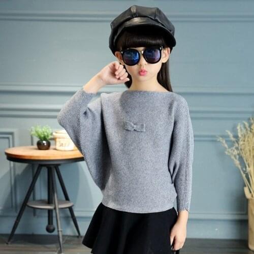 Bawing Sleeve Knit Girls Sweaters 6 To 12 Long Sleeved Bow Knitted Teenage Sweater Kids Back To School Clothing Autumn Winter