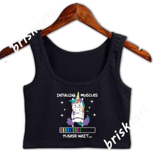 Installing Muscles Please Wait Rainbow Unicorn Crop Top Graphic Spring Autumn Customize Tops Vintage S-2xl Cool Fashion Vest