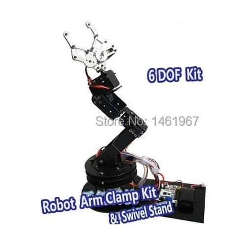 1set Metal Alloy 6 DOF Robot Arm Clamp Claw & Swivel Stand Mount Kit For Arduino Wholesale Retail Promotion