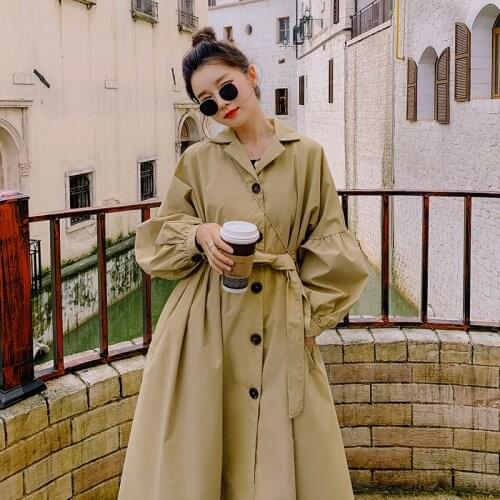 Retro Vintage New 2021 Womens Single Breasted Belted Trench ST171