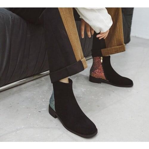 Winter new British style Martin boots with plush warm Casual Short Boots Korean low heel womens shoes cotton shoes