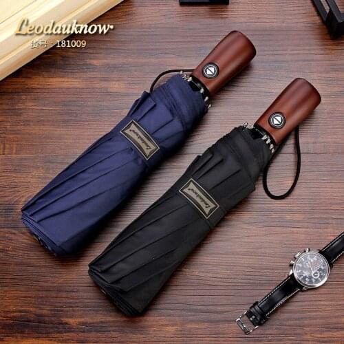 Leodauknow Three Fold Double Automatic Wind Umbrella for Mens Charm This Umbrella Increases Stability and Weather Resistance