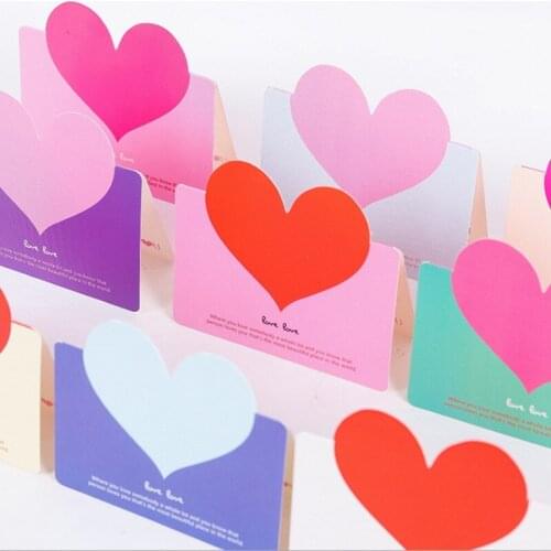 1pcs/pack LOVE Heart Shape Greeting Card Valentines Day Gift Card Wedding Invitations Card Romantic Thank You Cards color