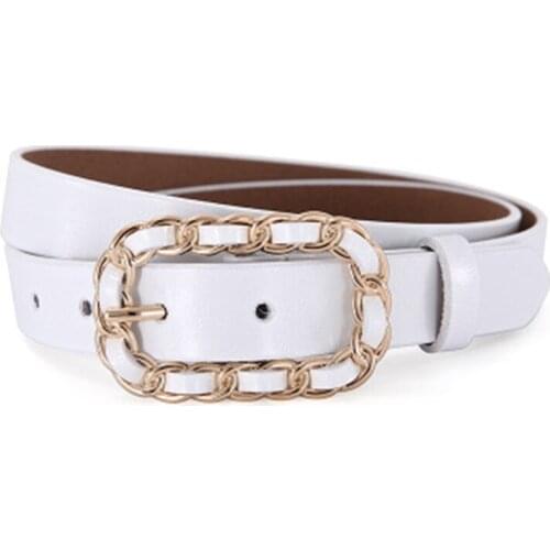 Women Fashion 1Pcs Belts Leather Solid Color Simple Belt Dress Jeans Metal Stylish Decoration Pin Buckle Versatile Belt