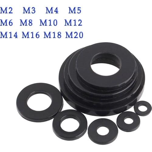 10pcs Flat Washer Black Plastic Nylon Spacer M2 M3M4M5M6M8M10M12M14M16M18M20 Fastener Kit Ring Plastic Screw Bolt Nut Pad Gasket