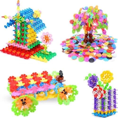 100pcs/lot Plastic snowflakes, plastic building blocks, building toys, childrens 3D educational kindergarten, baby game toys