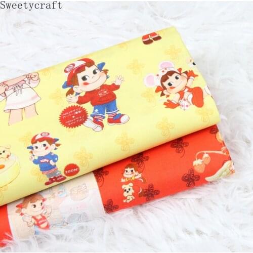 110x45cm Plain Cotton Fabric Japanese Cartoon Bunny Prints Cloth Sewing Cushion Quilting Fabrics For Patchwork Needlework DIY