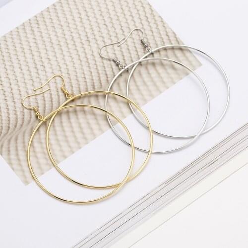 New Trendy Bohemian Iron Alloy Round Hoop Earrings for Women Gold Color Big Circle Statement Earrings Fashion Party Jewelry