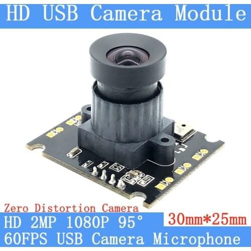 2MP 95° Zero distortion starlight 1080P HD MJPEG 60fps High Speed USB Camera Module Android Linux UVC Webcam Microphone