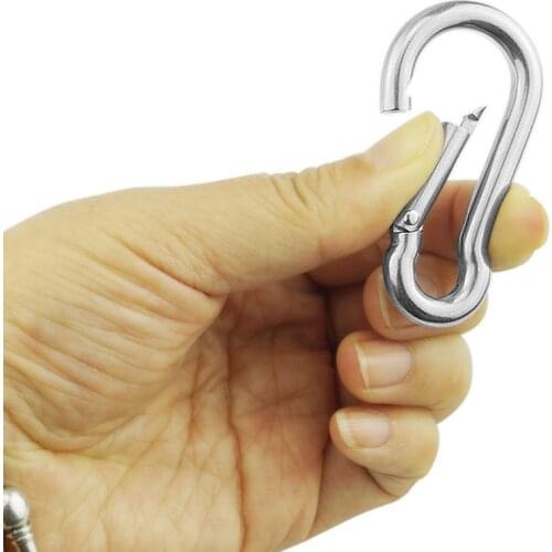 304 Stainless Steel Spring Snap Carabiner Quickdraw Keyring Keychain Hook
