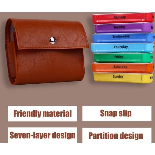 One Week 7 Small Boxes 28 Grids Pill Boxes Tablet Container Organizer Portable PU Leather Case