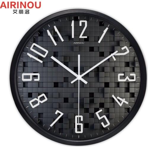 Airinou New Design 3D Black Box Picture Living Room Wall Clock Home Decor Personalized Glass Silent Quartz Clock