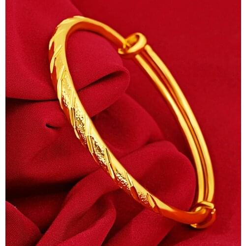 Not Fade forever real 14K Gold Bangles Jewelry Women Gold Pulseira Feminina Bizuteria Wedding Gemstone 14 K Gold Bangles Females