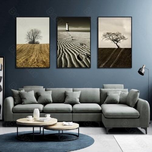 Decorative Painting Black and White Photography Black Forest Landscape Paintings Hotel Restaurant Model Room Combination Mural