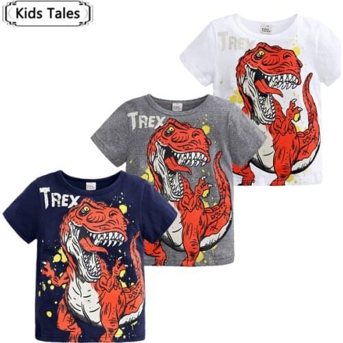 Summer Children Clothing Infant Kids Baby Boys Cartoon Dinosaur Letter Print Girls Short Sleeve T-shirts Cotton Tops Shirts Tees