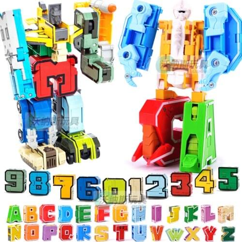 English Letters Transformer Alphabet Robot Animal Creative Educational Action Figure Building Blocks Model Toys Gift