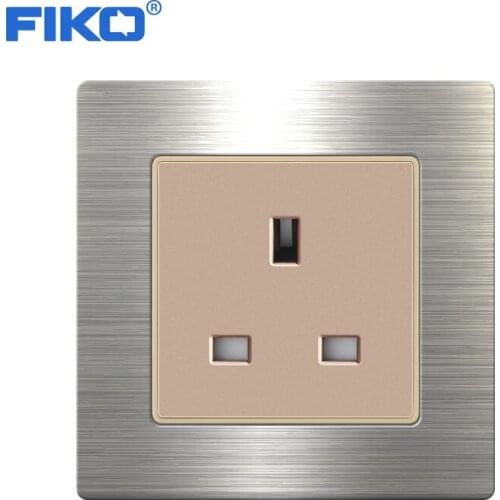 FIKO 13A Square socket Multi-function socket hotel standard ，Household stainless steel panel 86mm*86mm wall power socket
