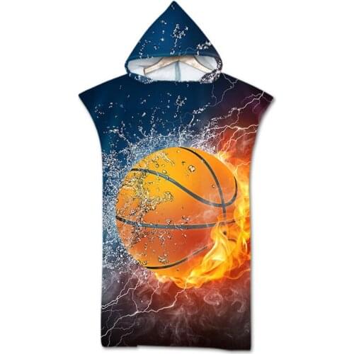 Microfiber Geometric Printed Changing Robe Poncho With Hooded Beach Towel For Swimming Surf Bath Towels Compact Bathrobe