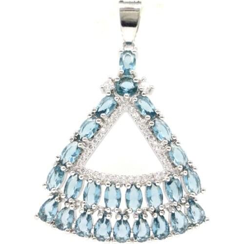 40x13mm Gorgeous Created Pink Tourmaline White CZ Womans Wedding Silver Pendant