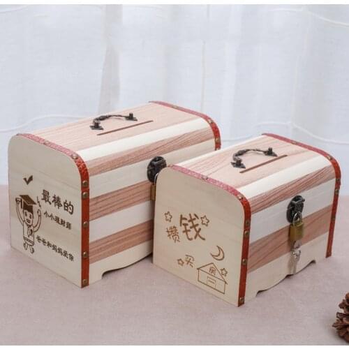 Large Wooden Piggy Bank For Adults Money Box Square Kids Coin Bank Safe Box Piggy Bank Safe Storage Box Cofre Home Decor BC50P