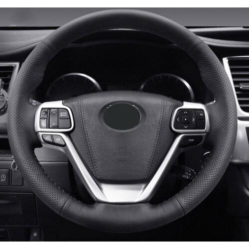 Hand stitch leather steering wheel cover Anti-slip wear-resistant Firmly fit For Toyota Highlander Carola Camry Levin REIZ RAV4