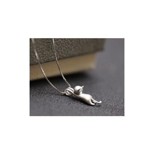CHN33 hot sell fashion cute little cat design 925 sterling silver ladies`pendant necklaces Christmas gift drop shipping
