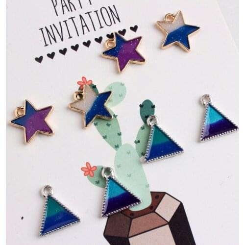 Fashion 20PCS Two-color Star triangle Enamel Charms Pendant For Jewelry Making DIY Bracelet Necklace DIY Craft