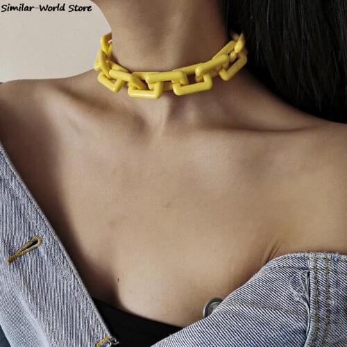 Fashion Acrylic Thick Chain Necklaces Pendants Women Punk Rock Choker Jewelry