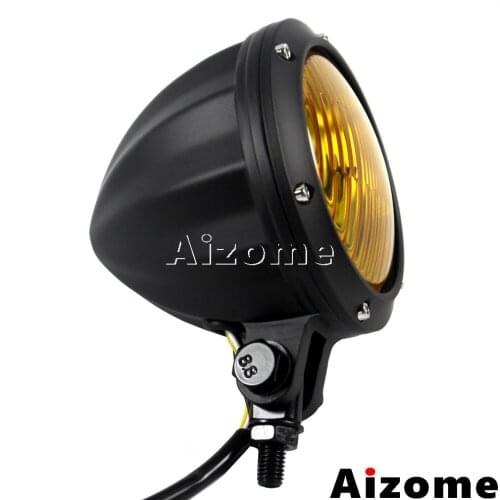 Motorcycle Black 55/60W H4 Headlight Aluminum Retro Headlamp Head Light Luz For Harley Honda Yamaha Cafe Racer Cruiser Bobber