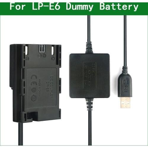 LP E6 E6N ACK-E6 DR-E6 Dummy Battery&DC Power Bank USB Cable for Canon EOS 5D Mark II III IV 7D Mark II